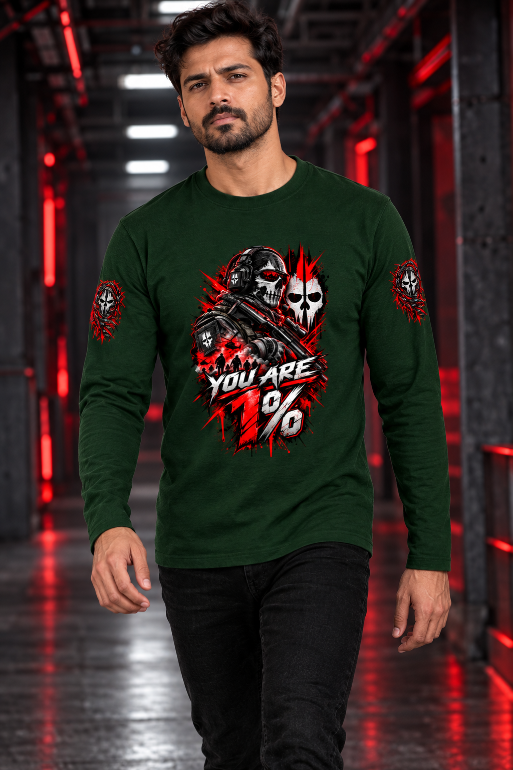 1% Bottle Green male model