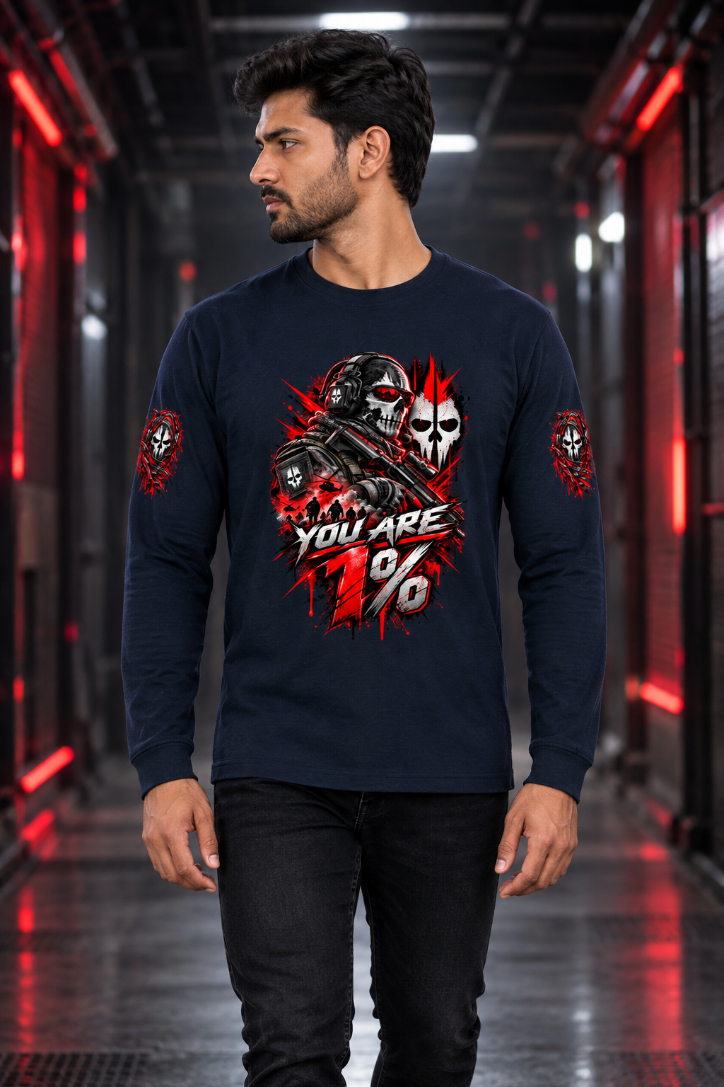 1% Navy Blue male model