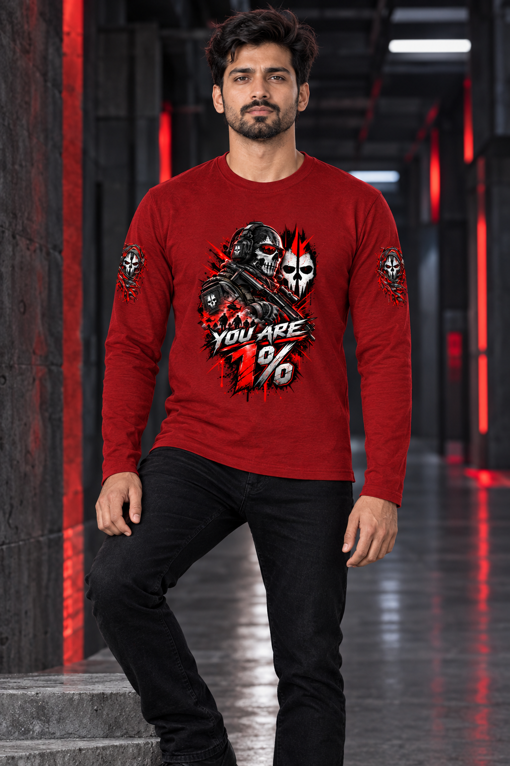 1% Red male model