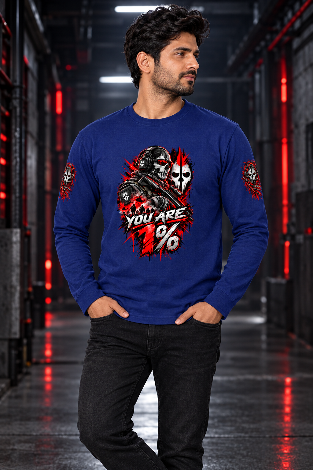 1% Royal Blue male model