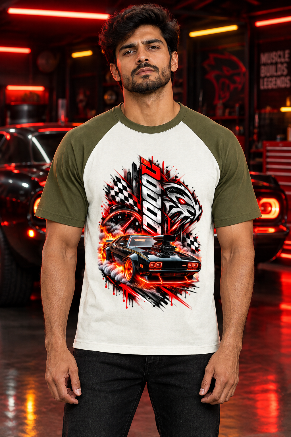 American Muscle olive green male model