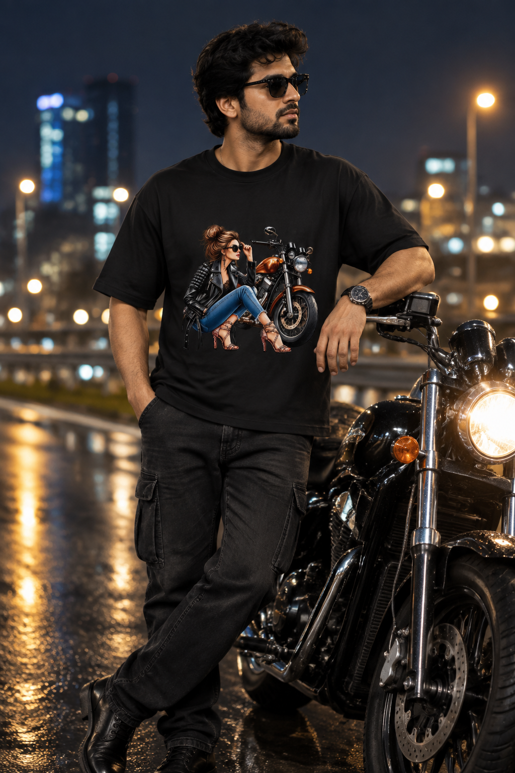 Black biker model
