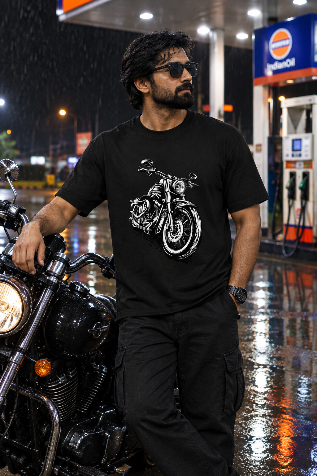Black biker model