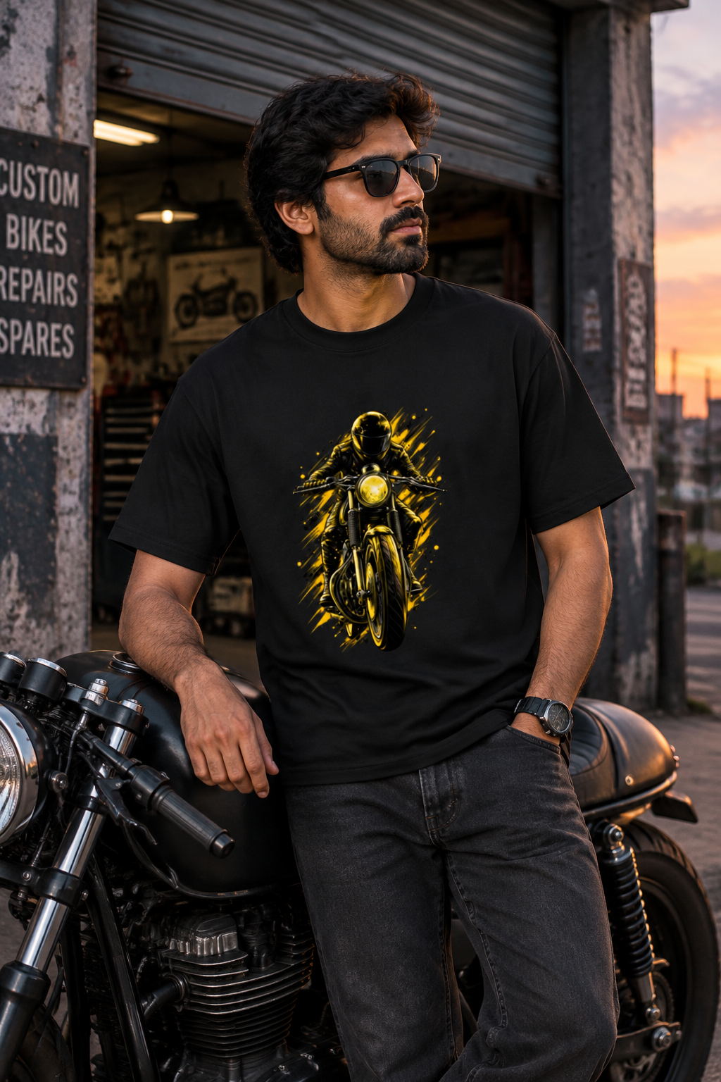 Black biker model