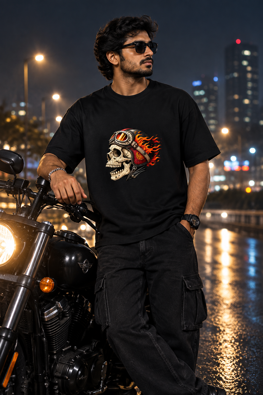 Black biker model
