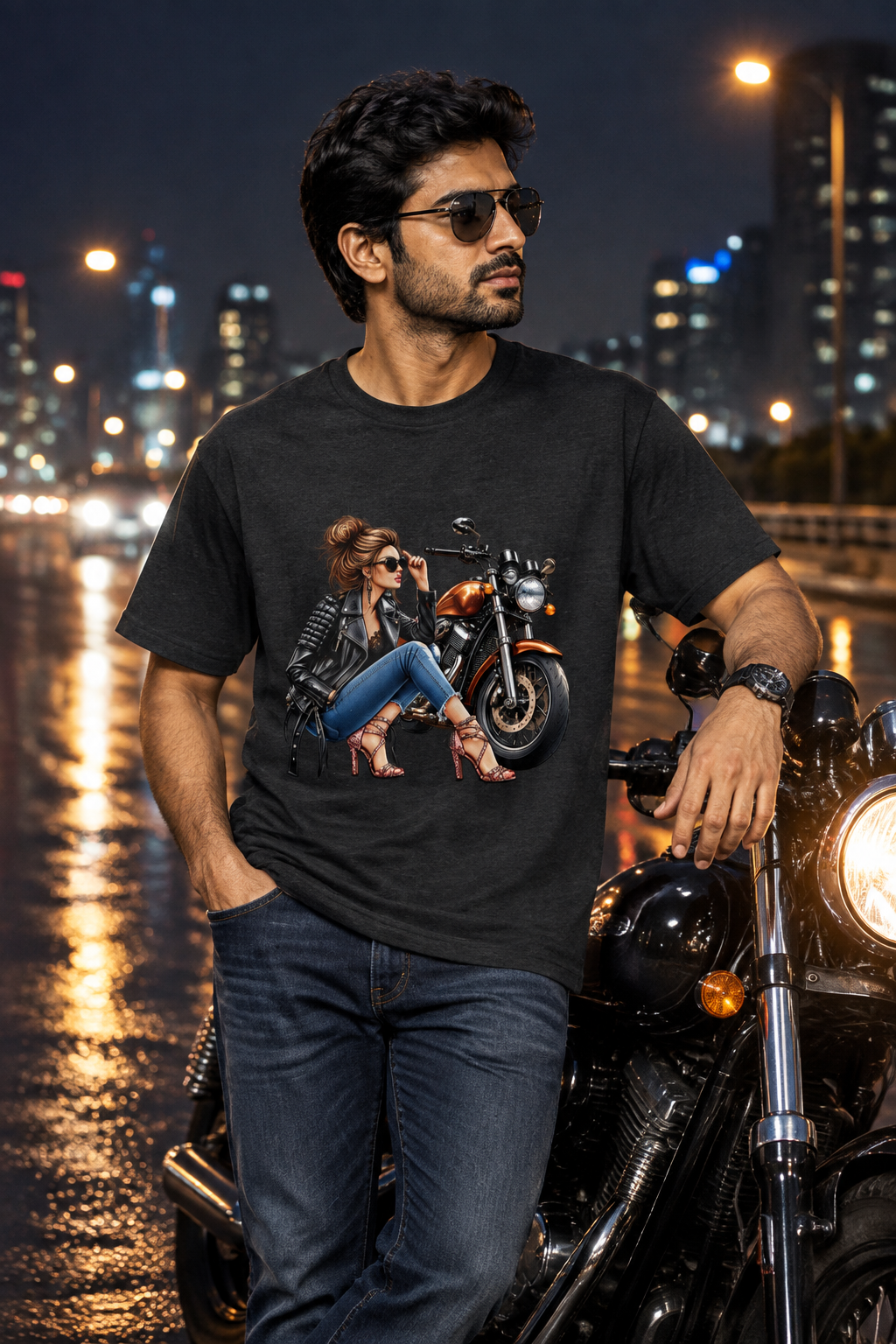 Black Melange biker model