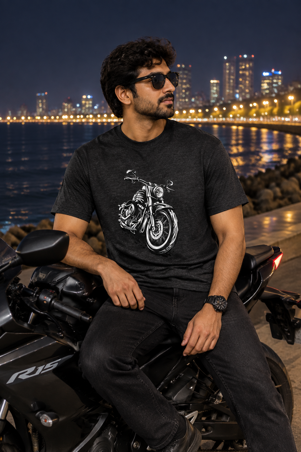 Black Melange biker model