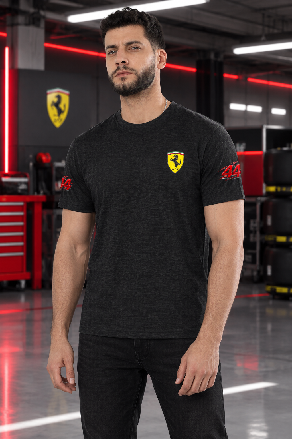 Black Melange male model front
