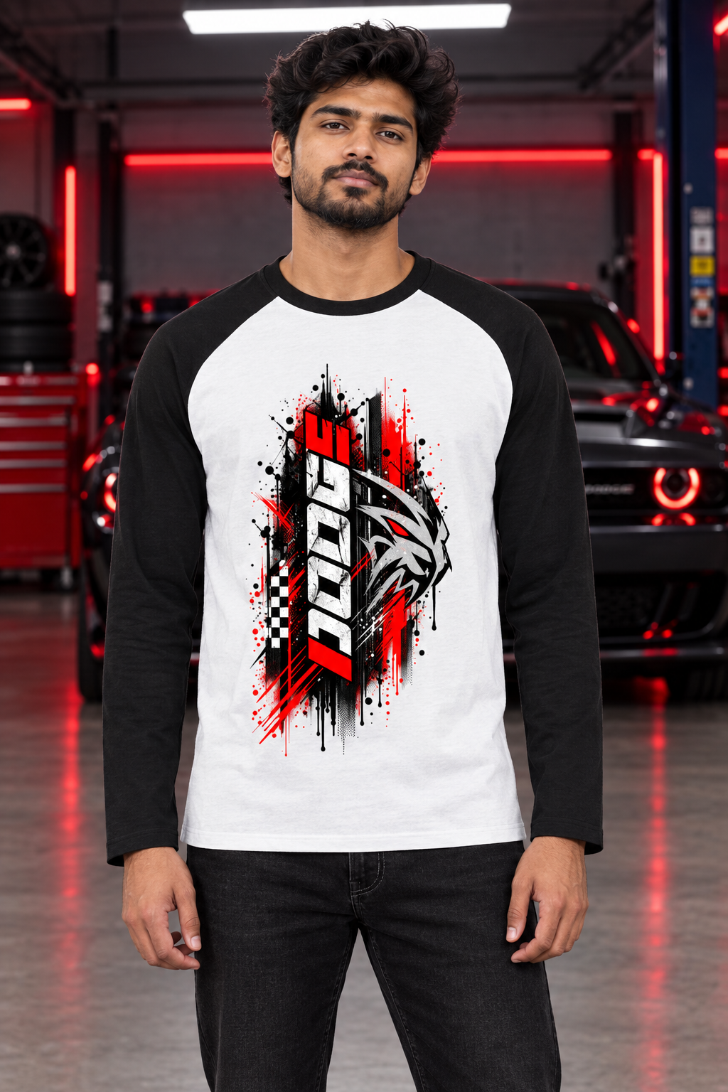 Black white raglan male model