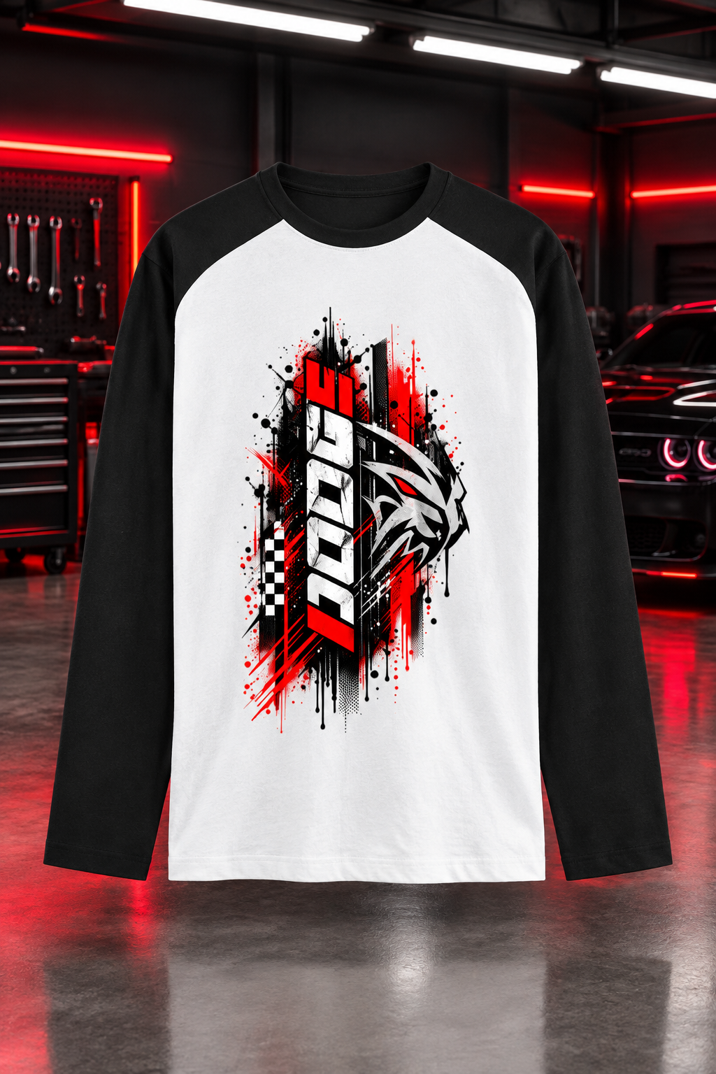 Black white raglan mockup