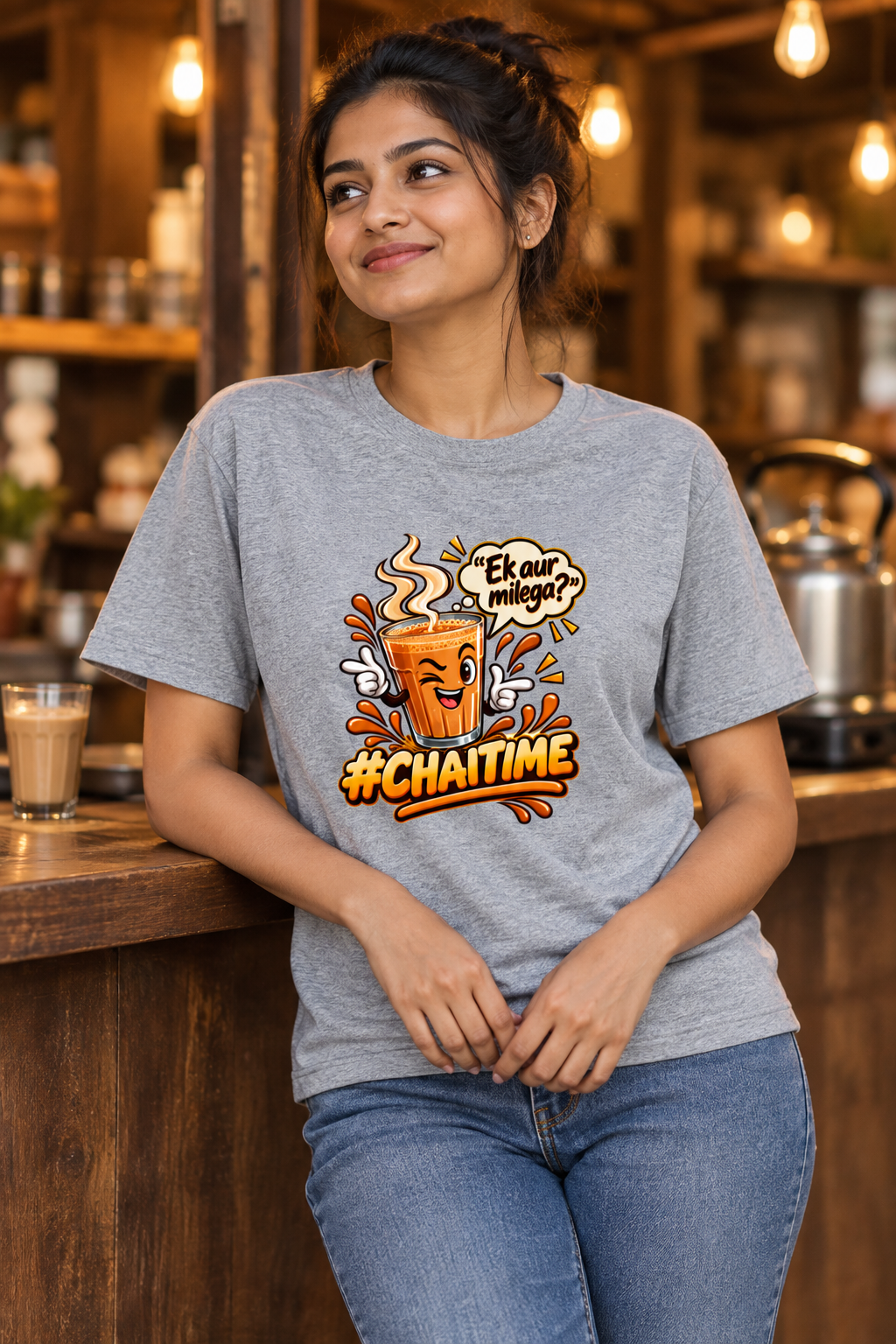 Chaitime Grey Melange female model
