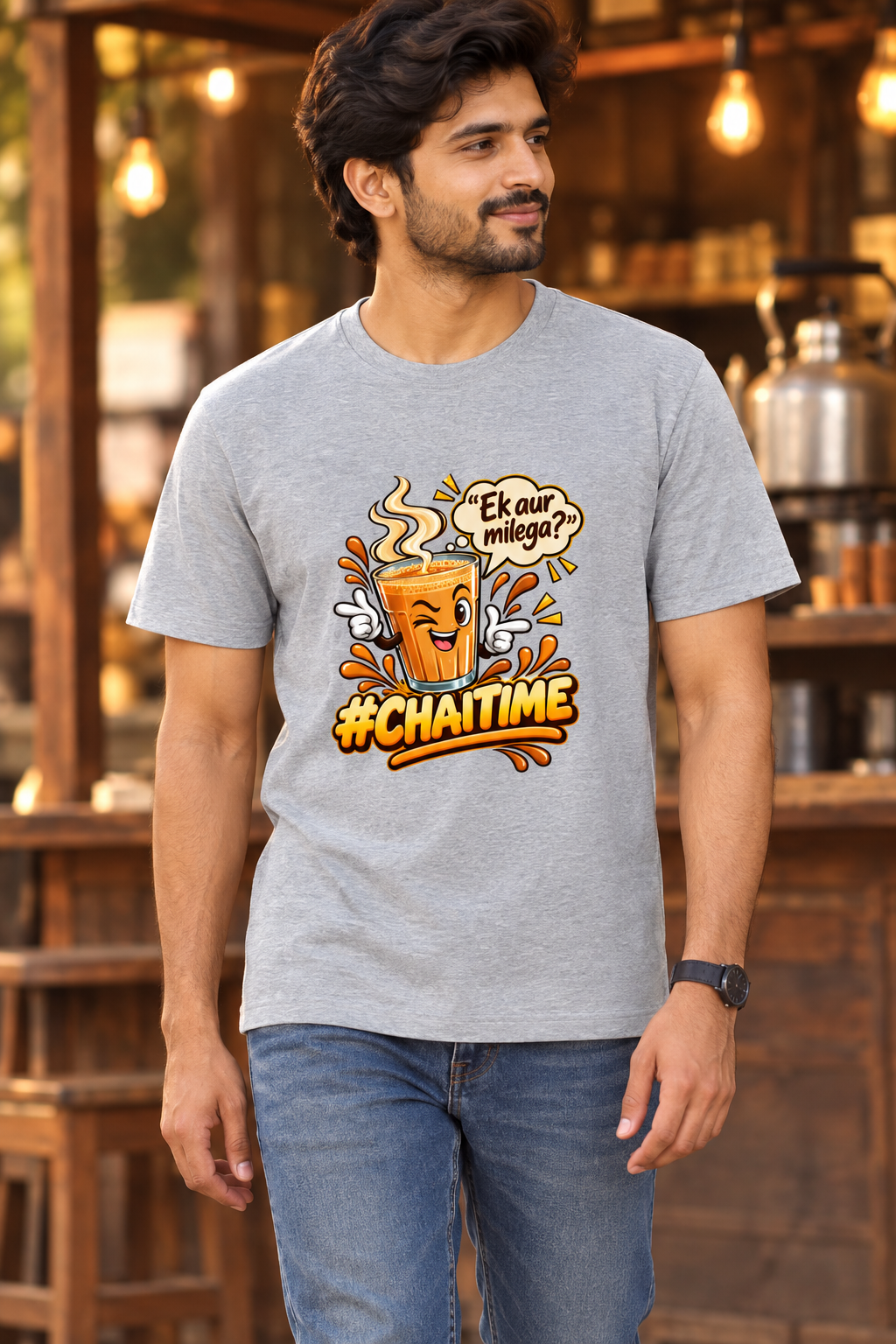 Chaitime Grey Melange male model