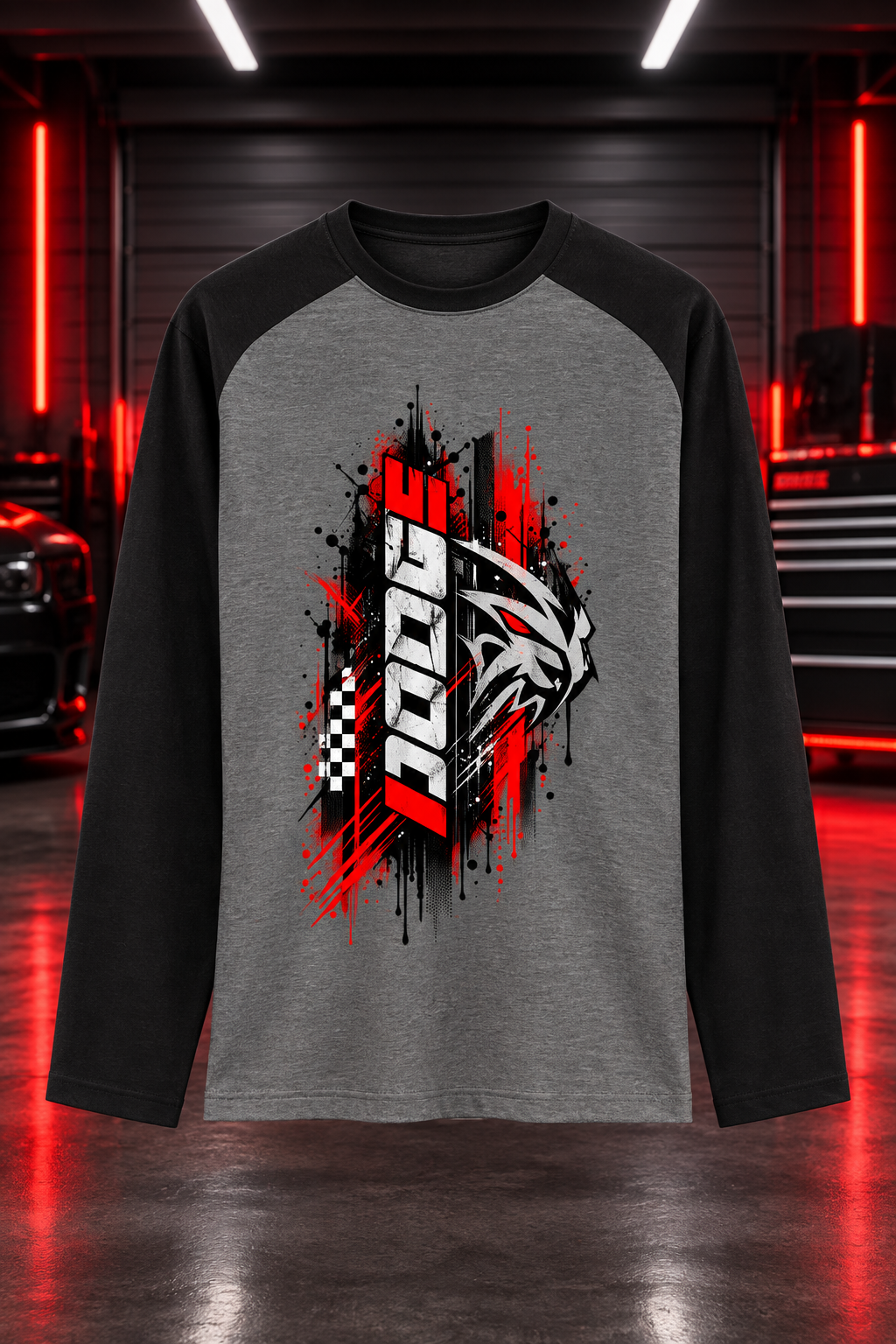 Charcoal melange raglan mockup