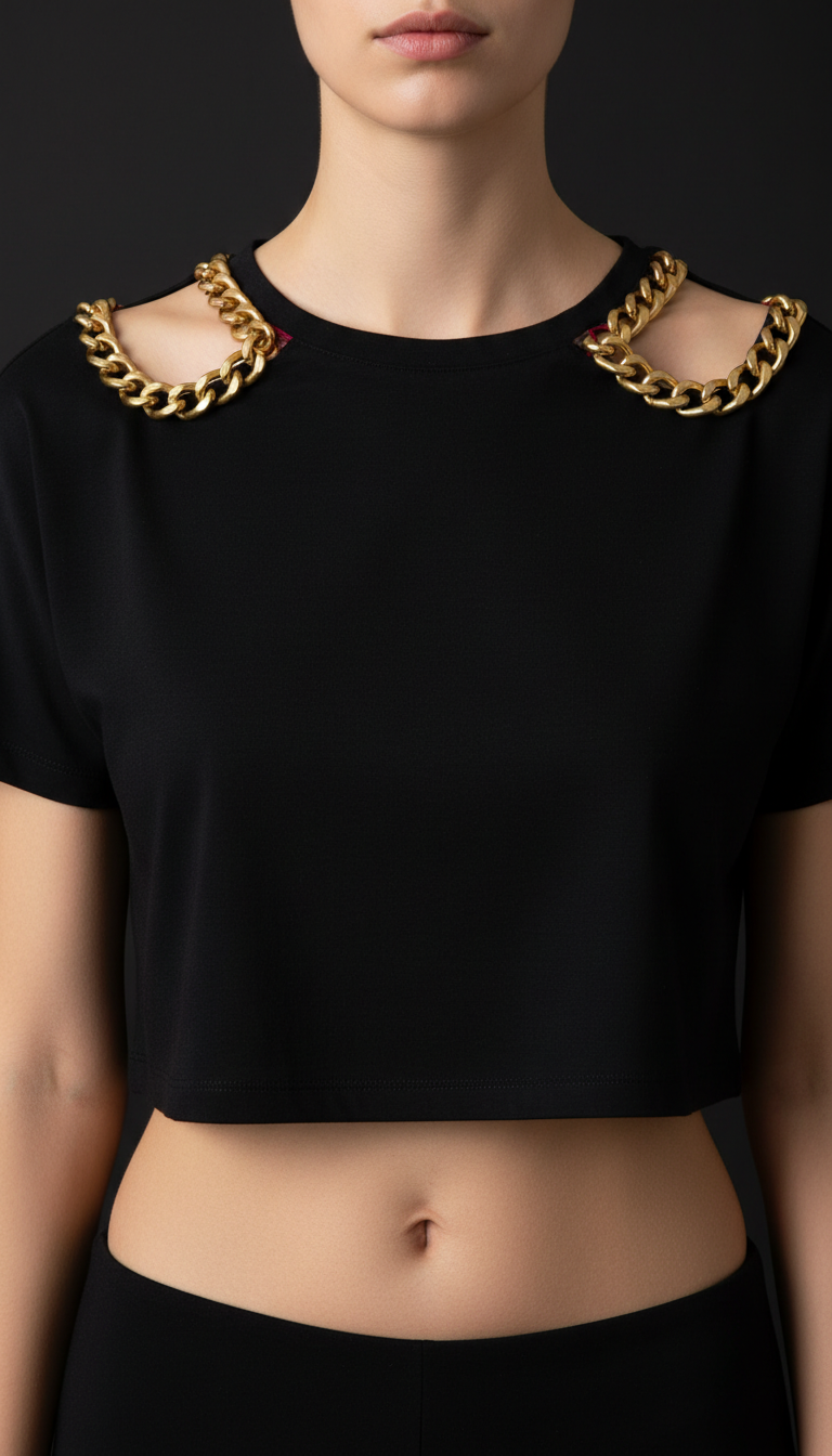 Limited Edition Chain Detail Crop Tee