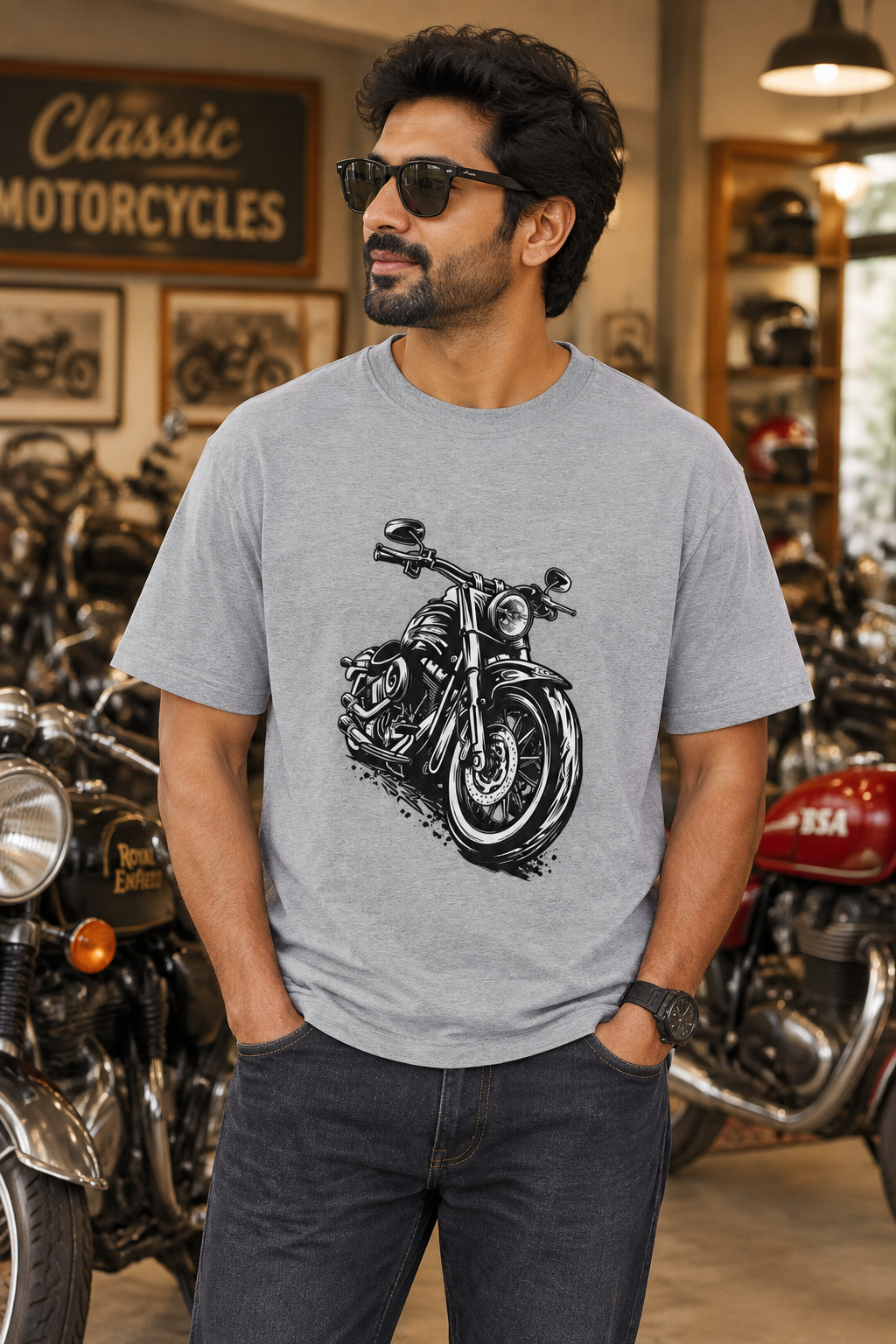 Grey Melange biker model