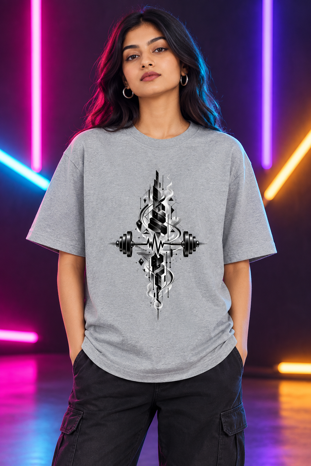 Grey Melange female model, fresh