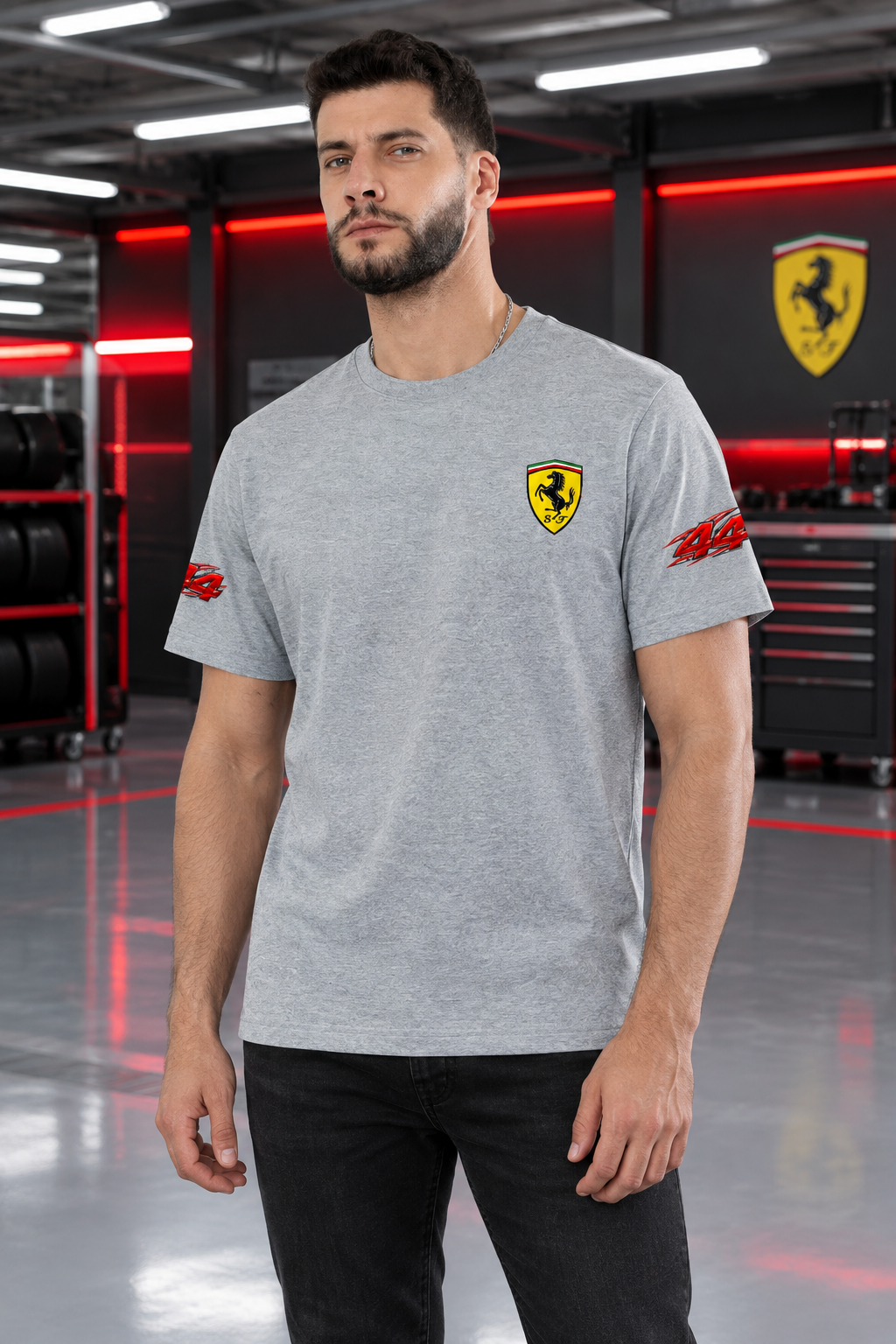 Grey Melange male model front