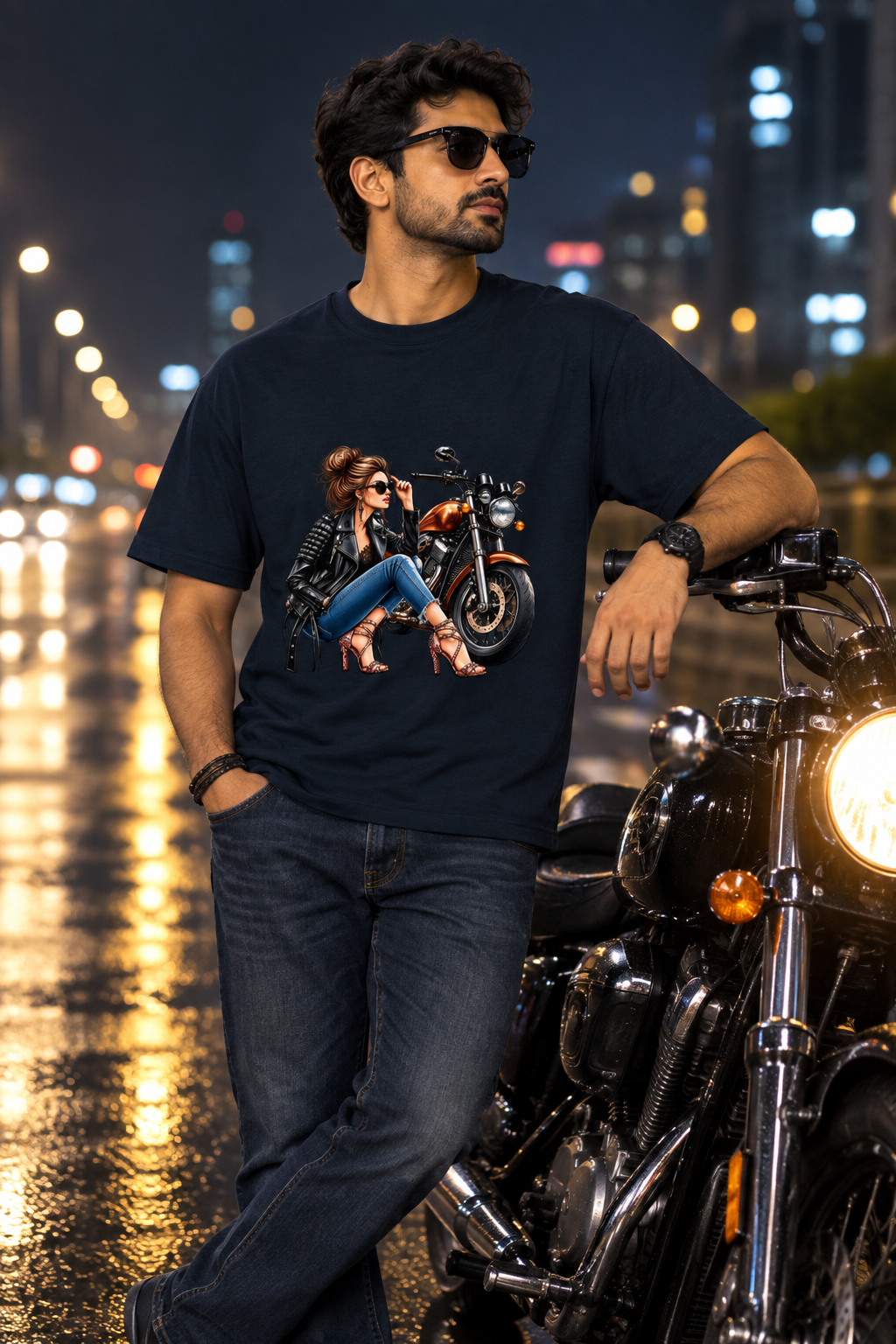 Navy Blue biker model