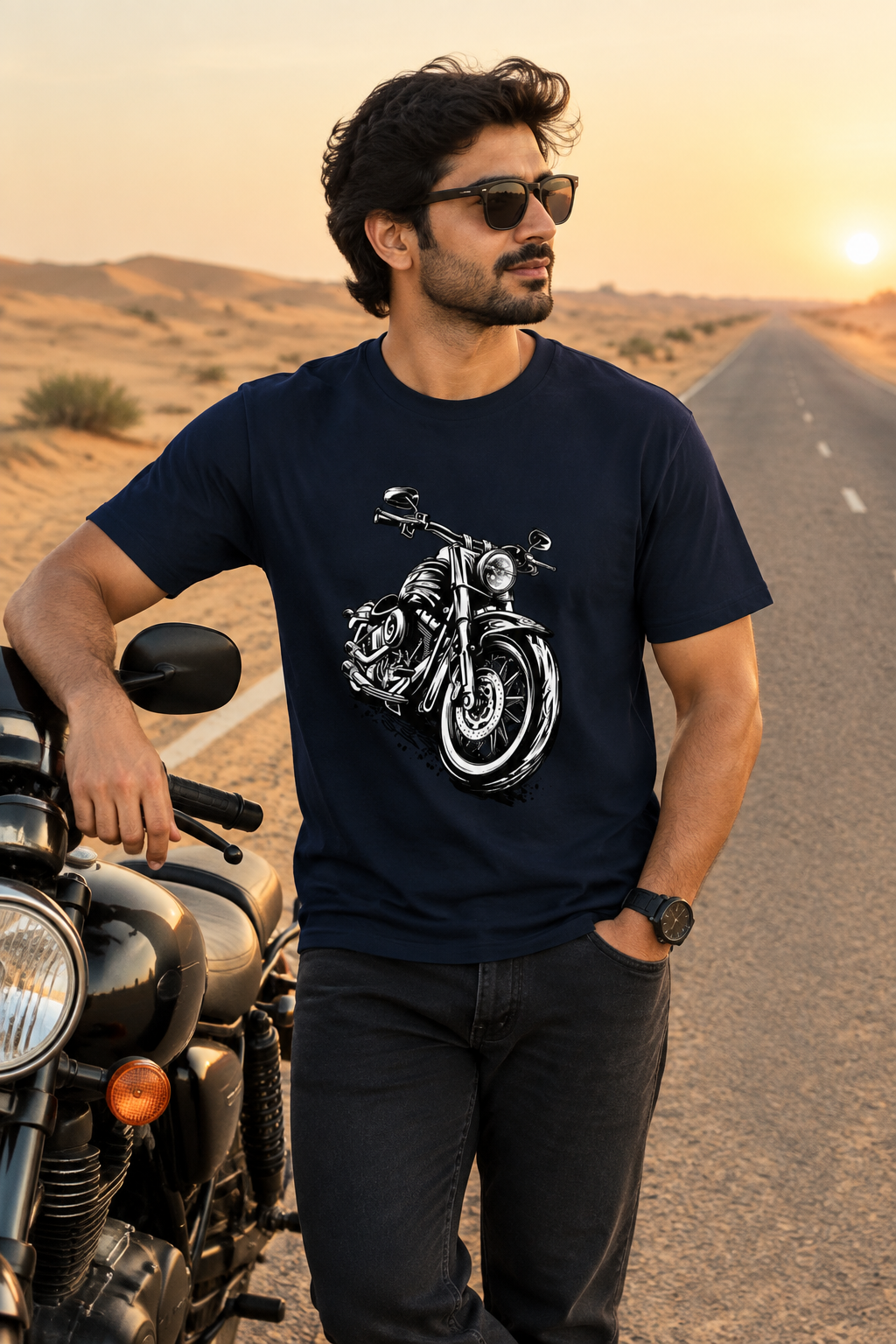 Navy Blue biker model