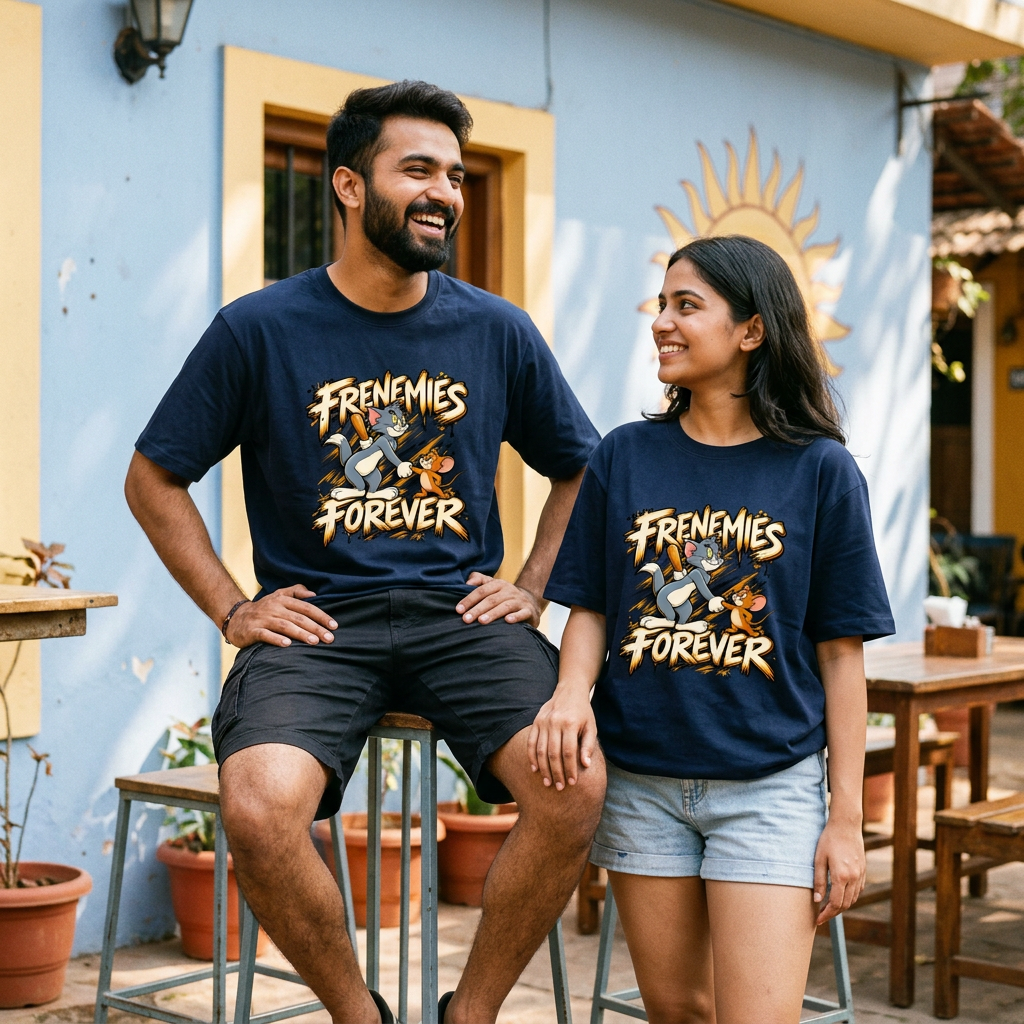 Navy Blue happy male and female model preview