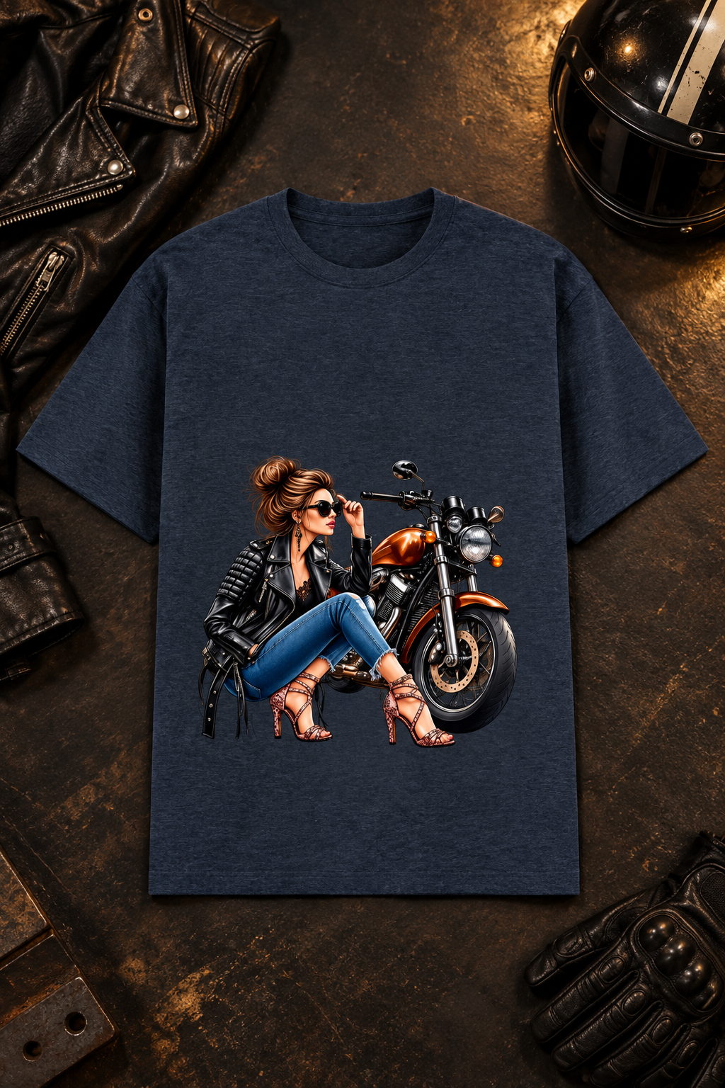 Navy Melange biker design