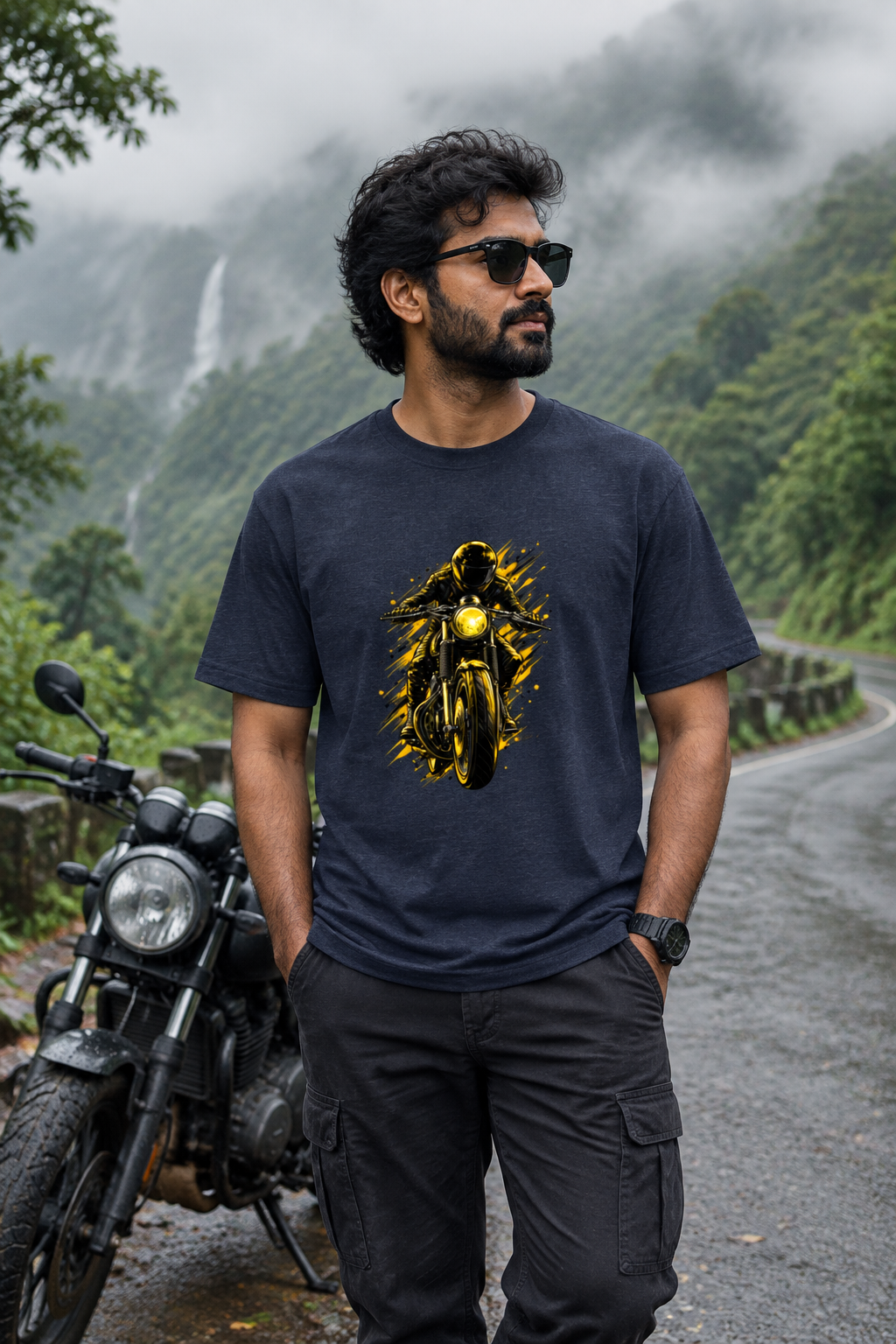 Navy Melange biker model
