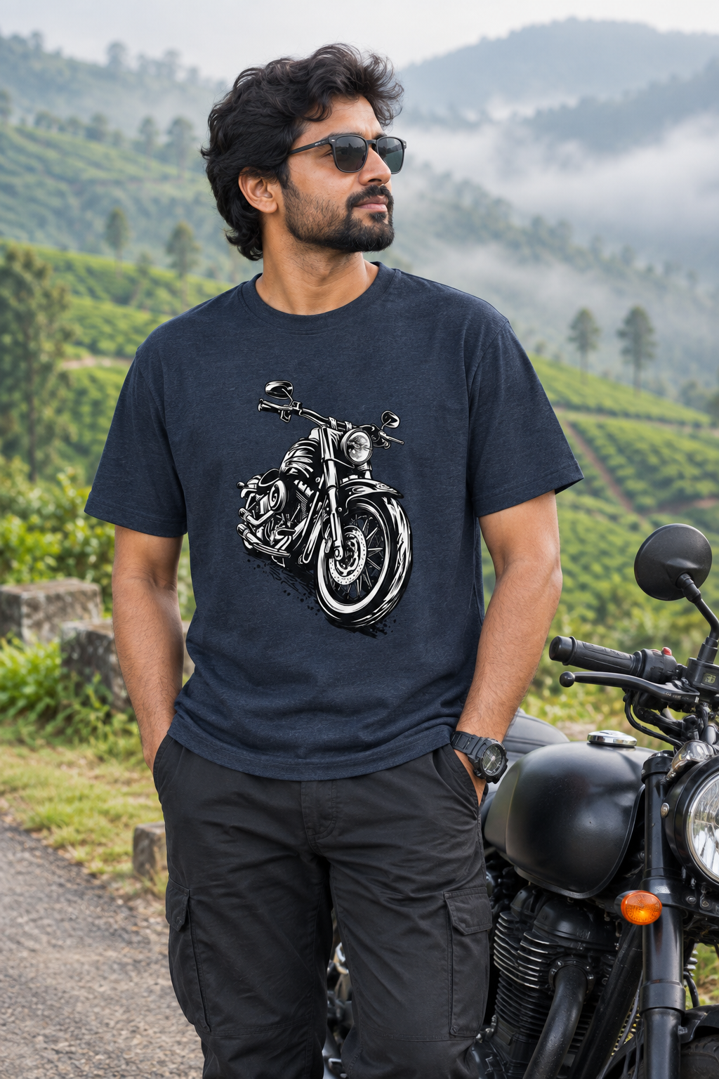 Navy Melange biker model