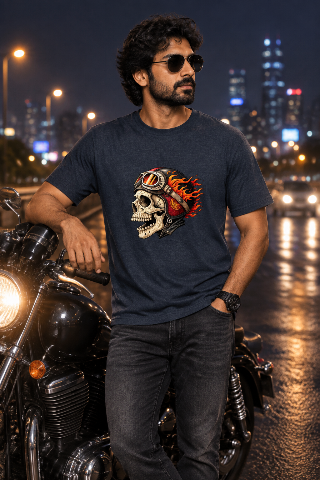 Navy Melange biker model