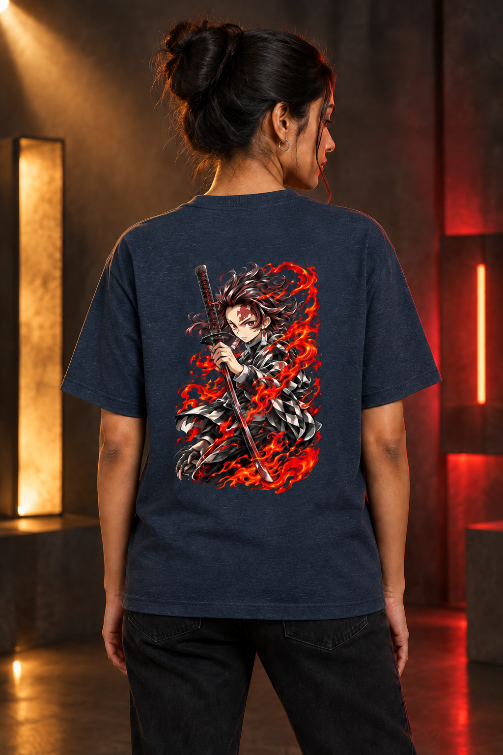 Navy Melange female model