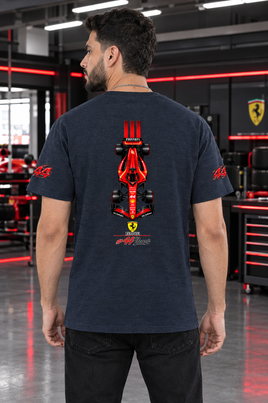 Navy Melange male model back