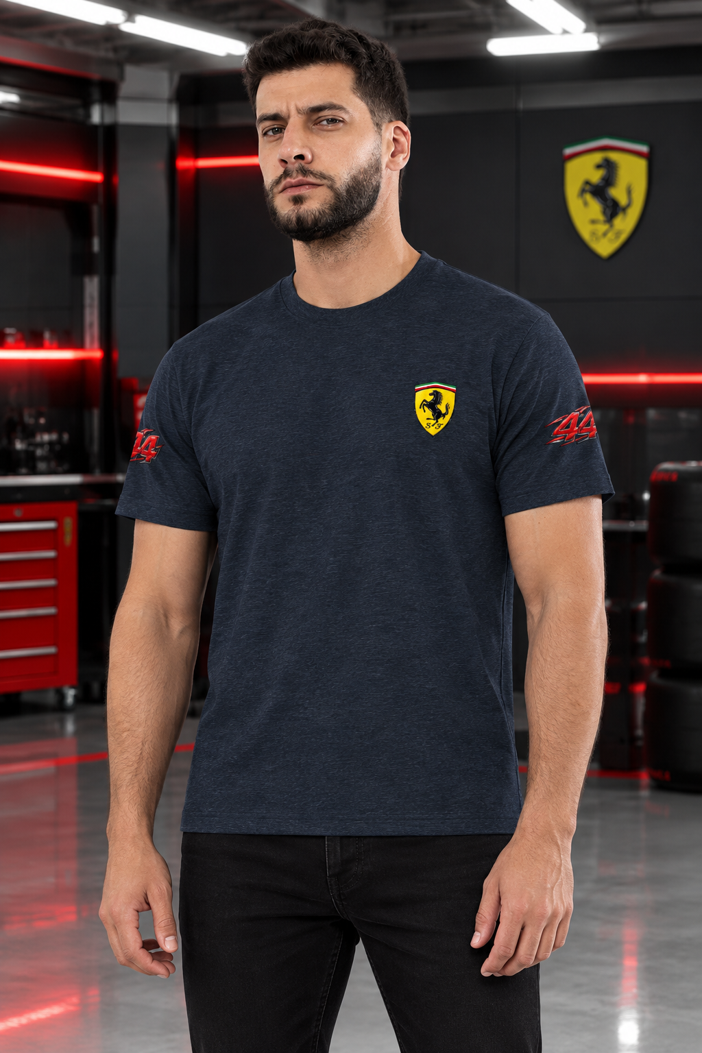 Navy Melange male model front