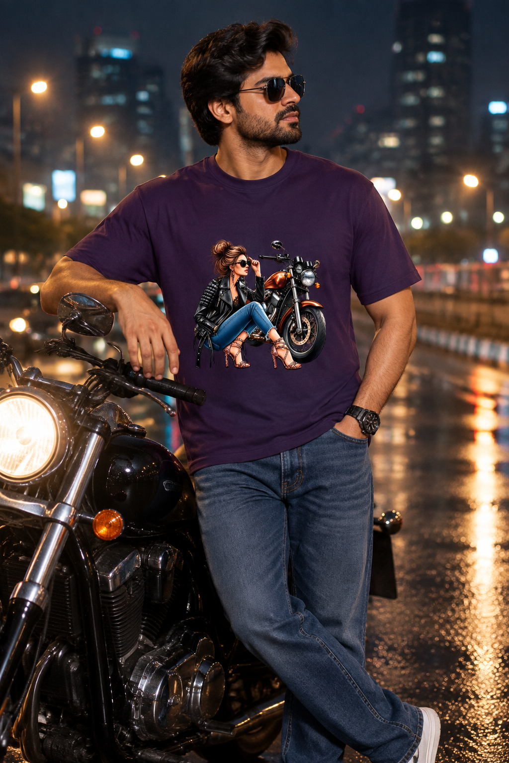 Purple biker model