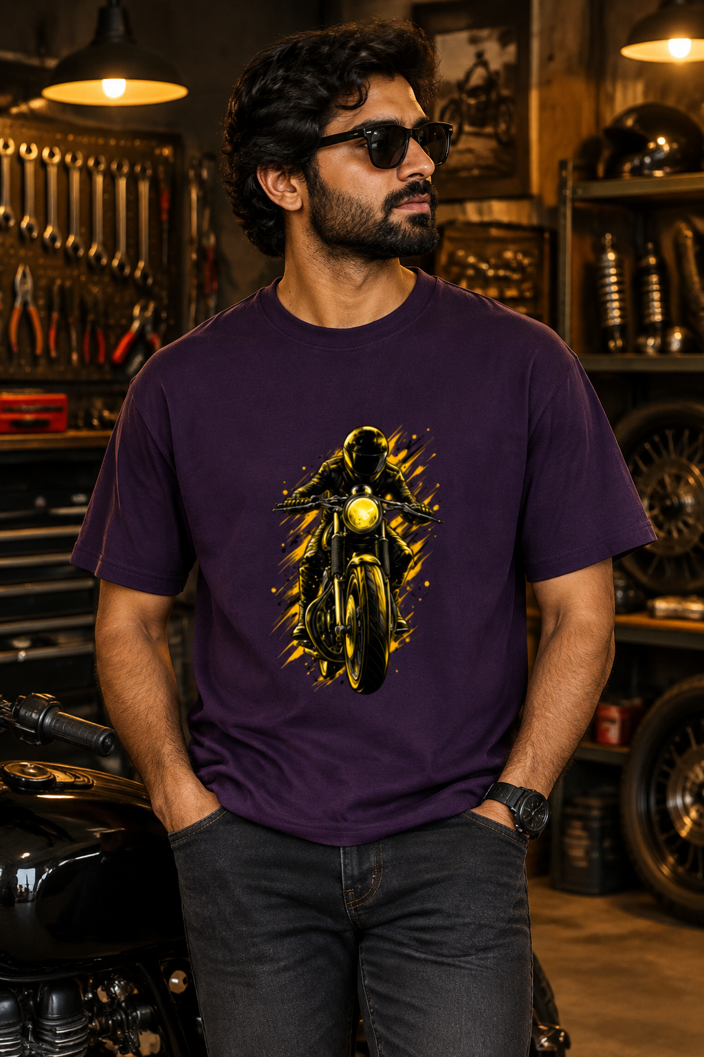 Purple biker model