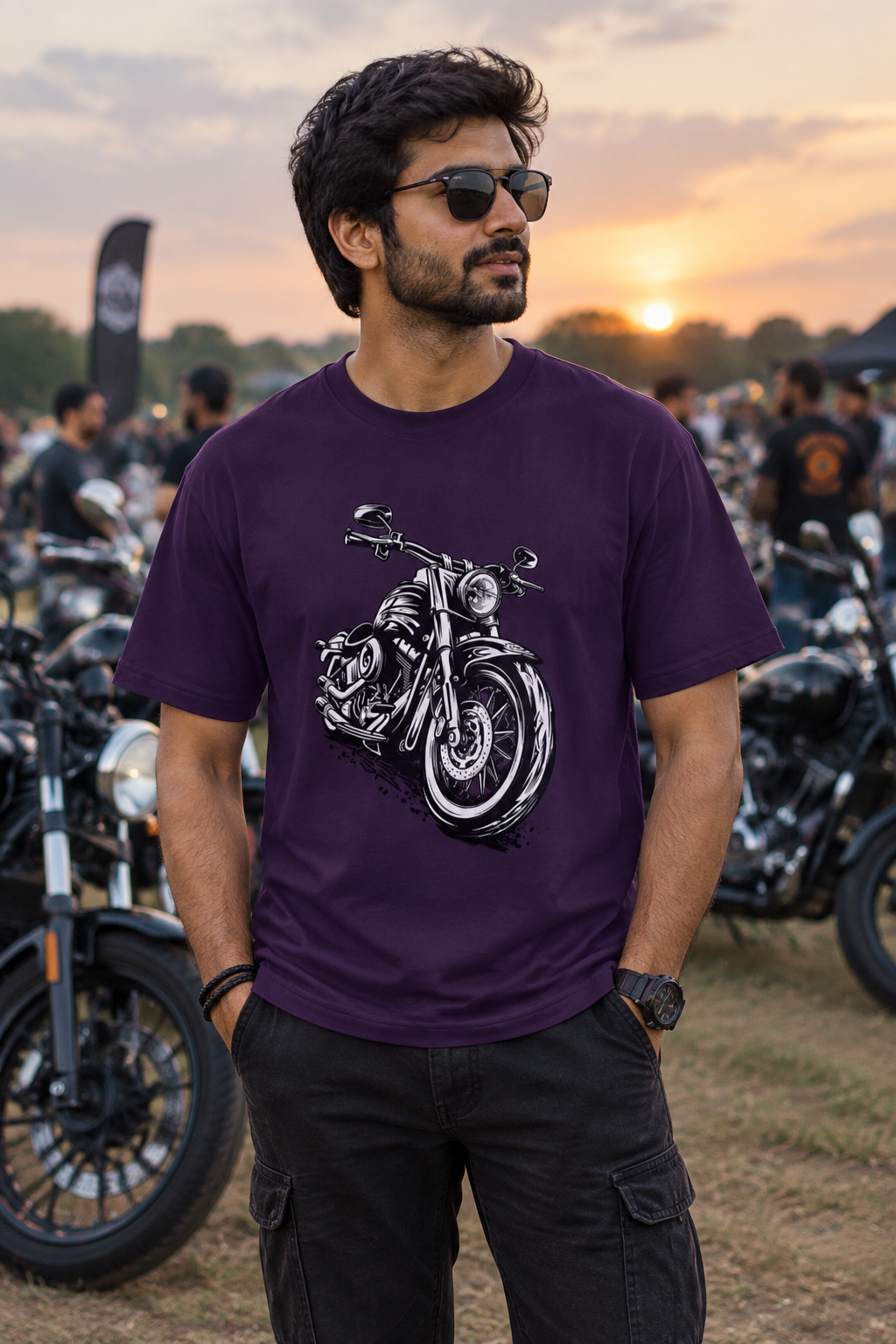 Purple biker model