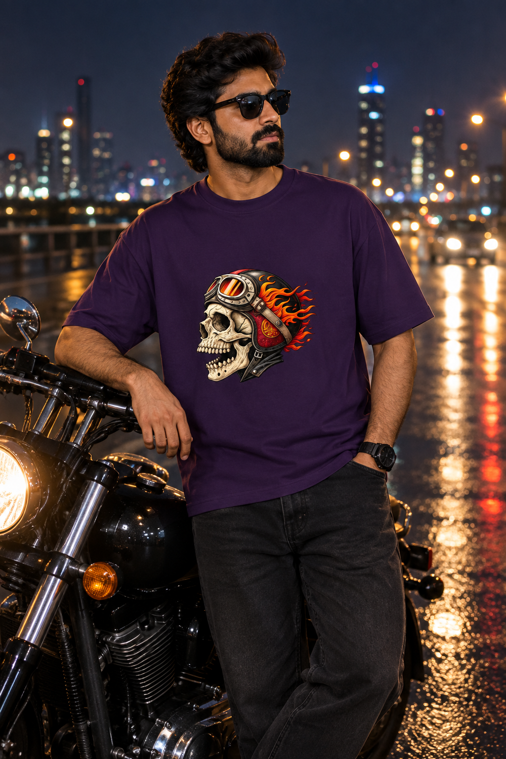 Purple biker model