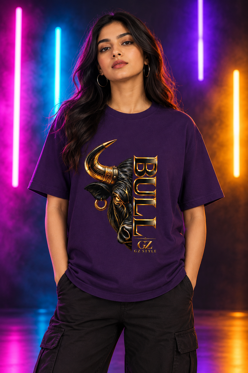 Purple female model