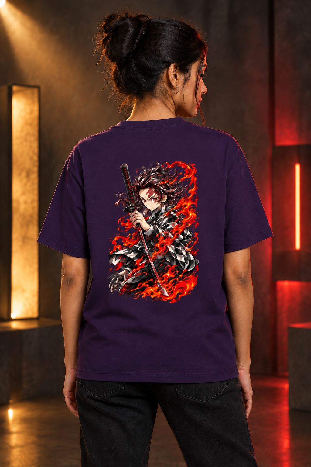 Purple female model