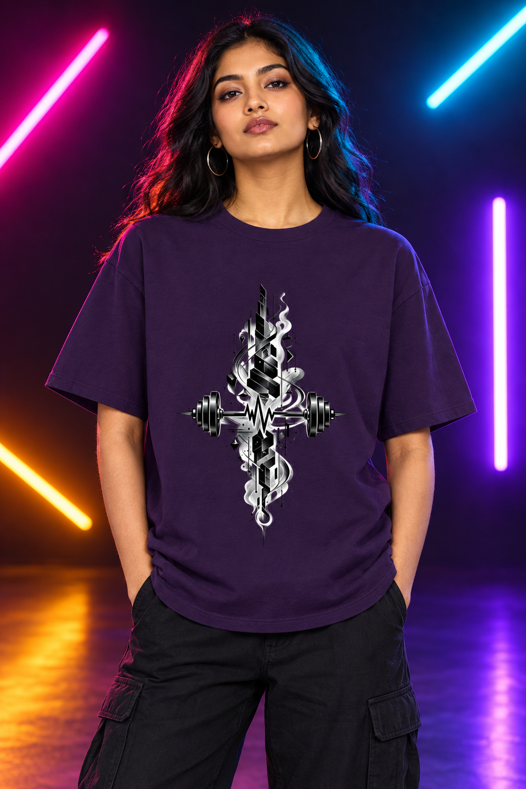 Purple female model