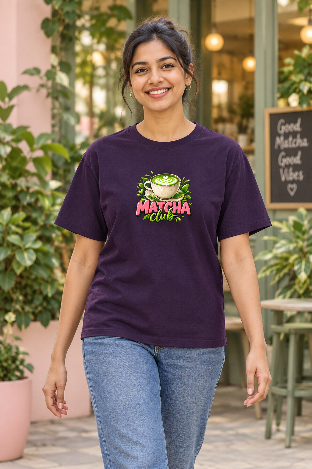Purple female model