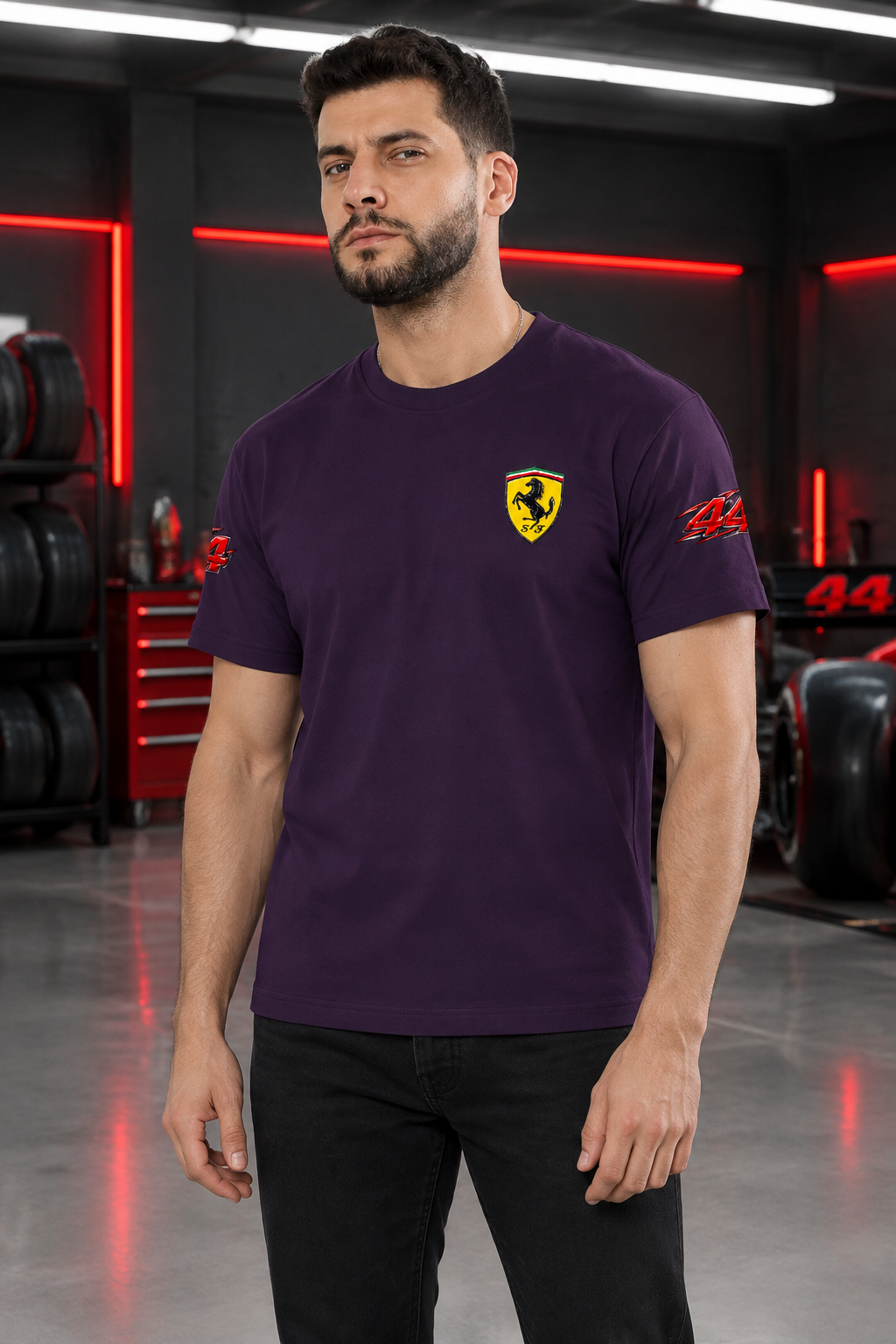 Purple male model front