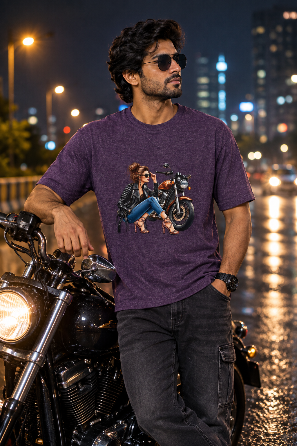 Purple Melange biker model