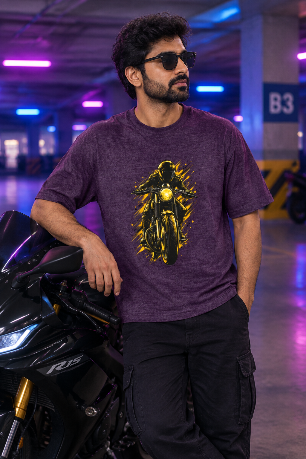 Purple Melange biker model