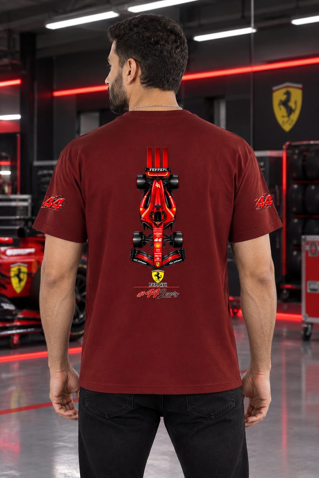 Red male model back
