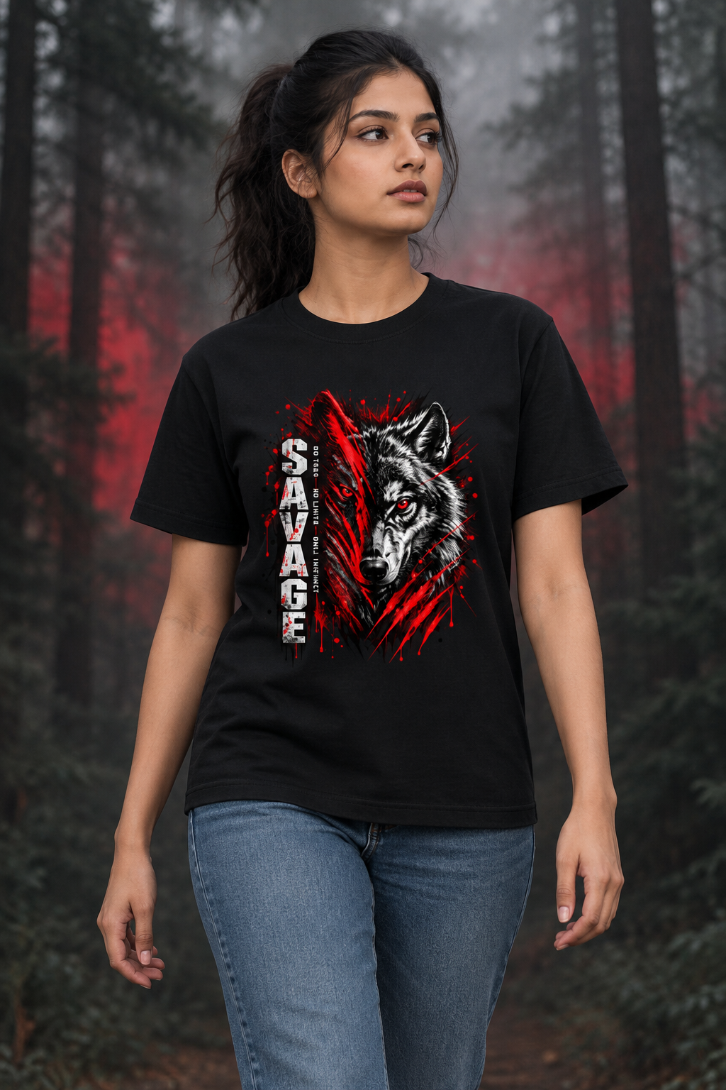 Savage Wolf Black female model