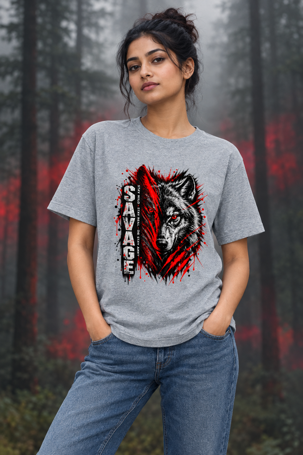 Savage Wolf Grey Melange female model