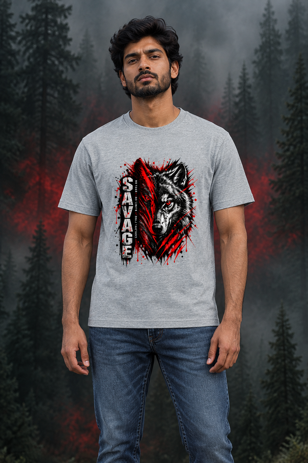 Savage Wolf Grey Melange male model
