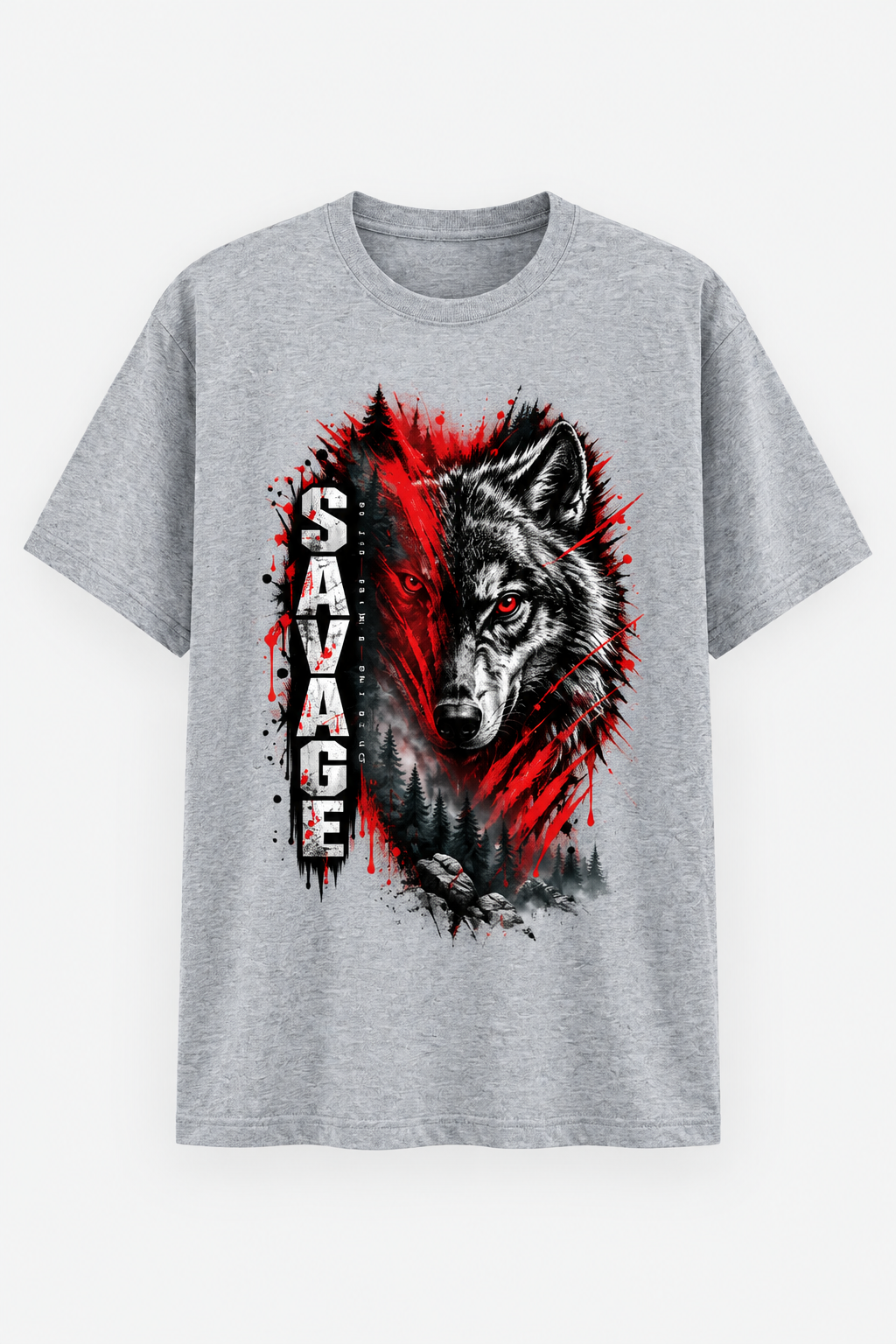 Savage Wolf Grey Melange mockup