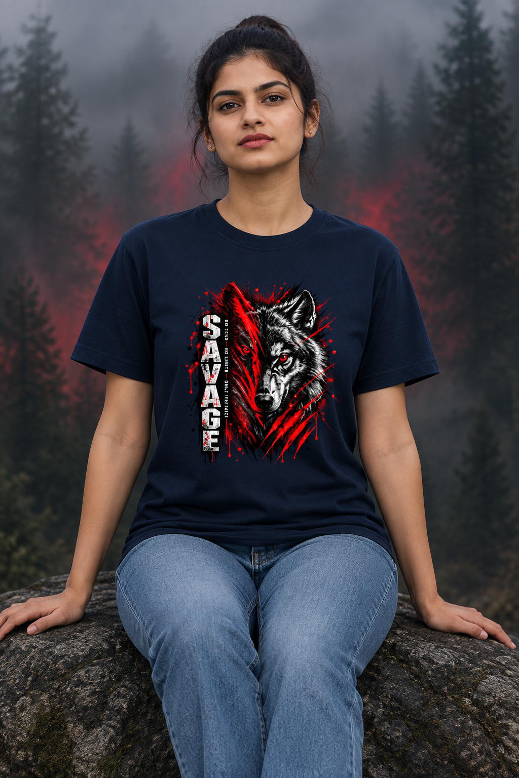 Savage Wolf Navy Blue female model