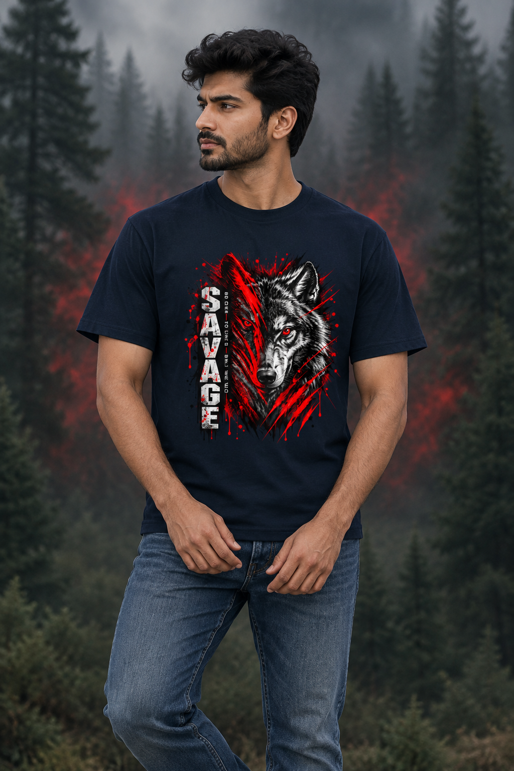 Savage Wolf Navy Blue male model