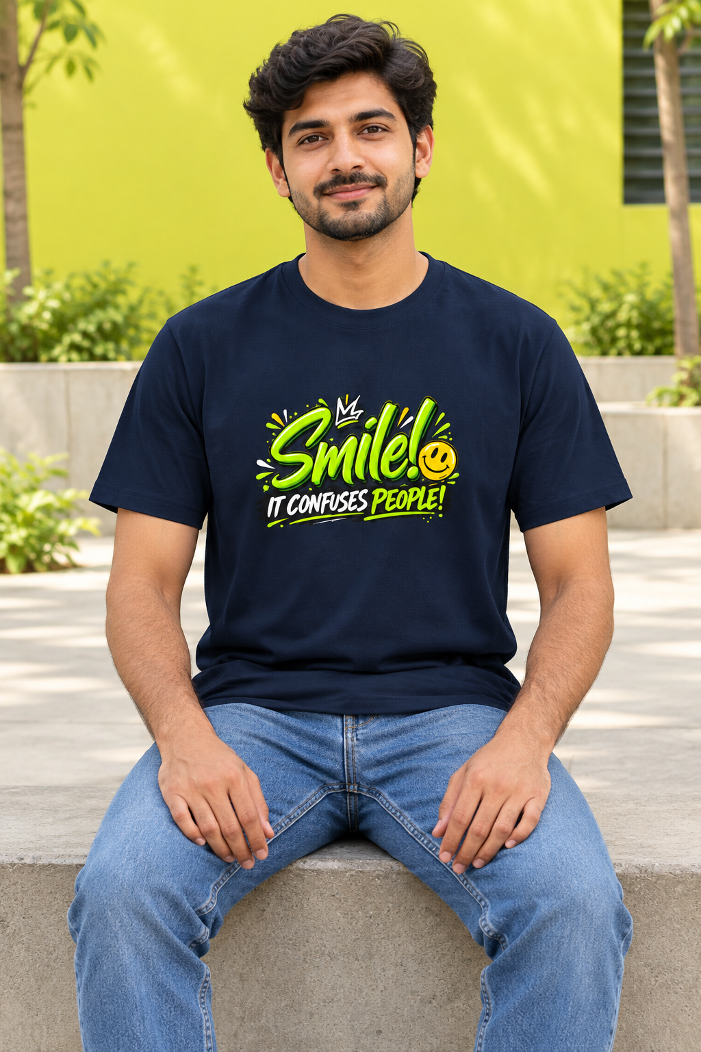Smile Navy Blue male model